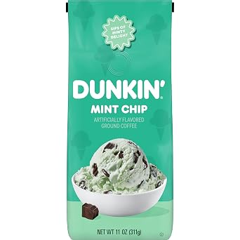 Dunkin Mint Chip Artificially Flavored Coffee, Ground Coffee, 11 Oz. Bag