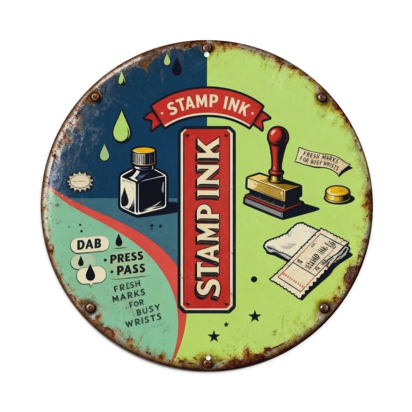Stamp Ink Sign Metal Tin Sign Plaque
