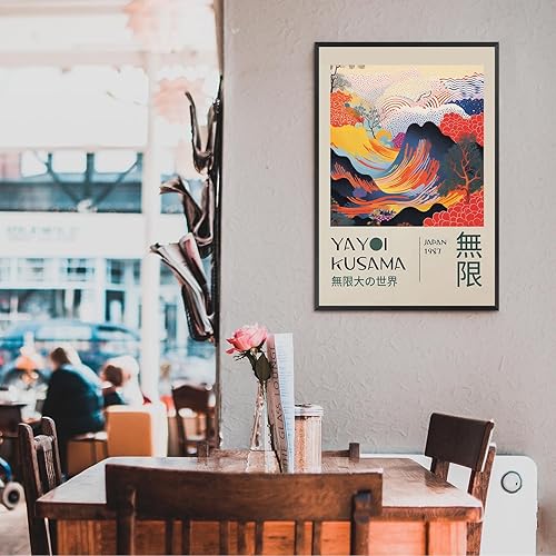 Miniatura 8 de Arte de pared vintage japonés Yayoi Infinity Big World Tokio 80s abstracto olas de mar, pósteres de lienzo para galería, exposición, impresiones