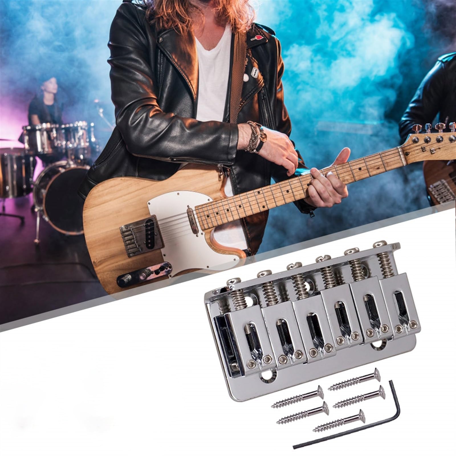 Juego De Puente Para Guitarra Eléctrica Sillín De Puente De Guitarra Puente De Sillín Rígido Fijo De Metal De 6 Cuerdas