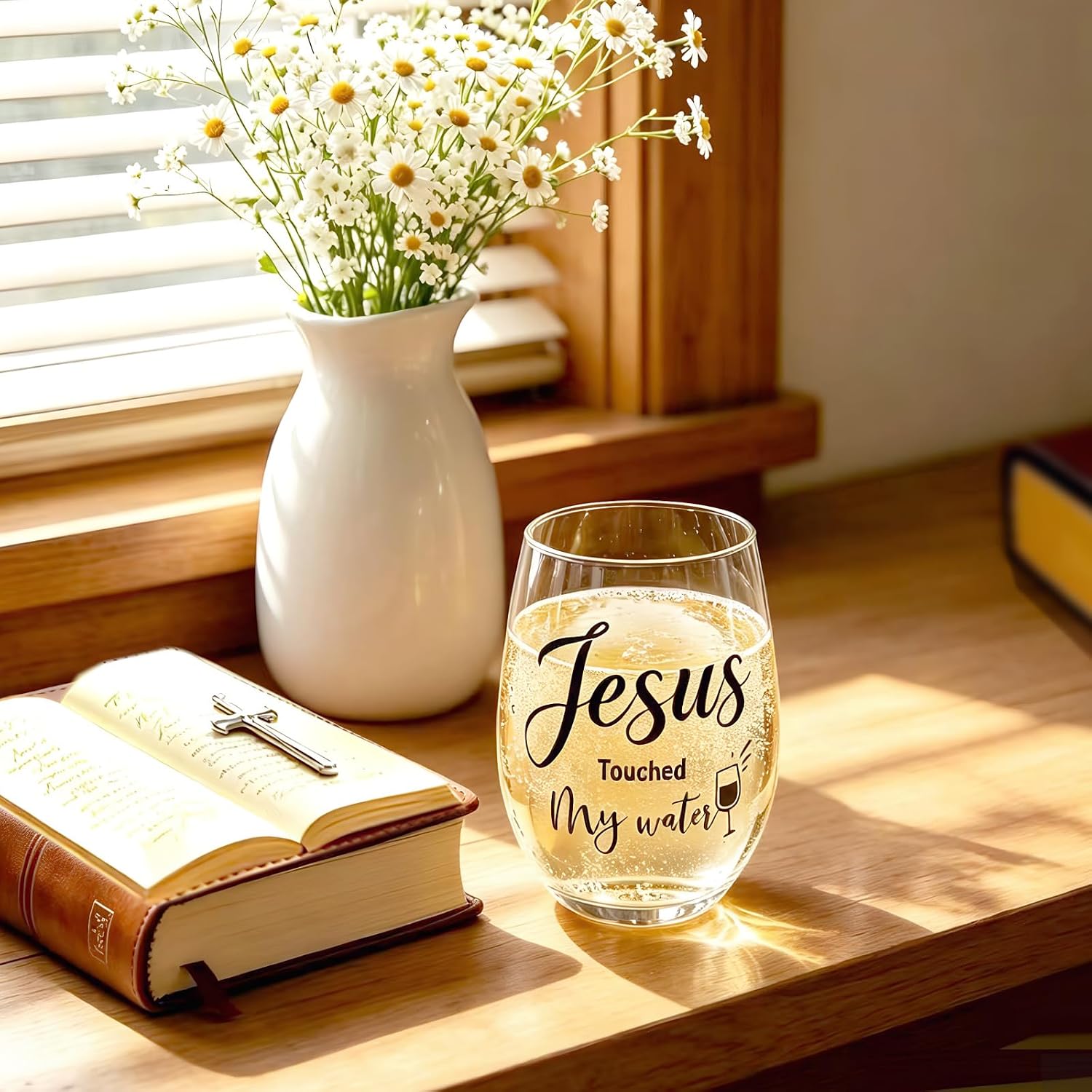 Touched My Water Wine Glass, Funny Christian Gift for Women