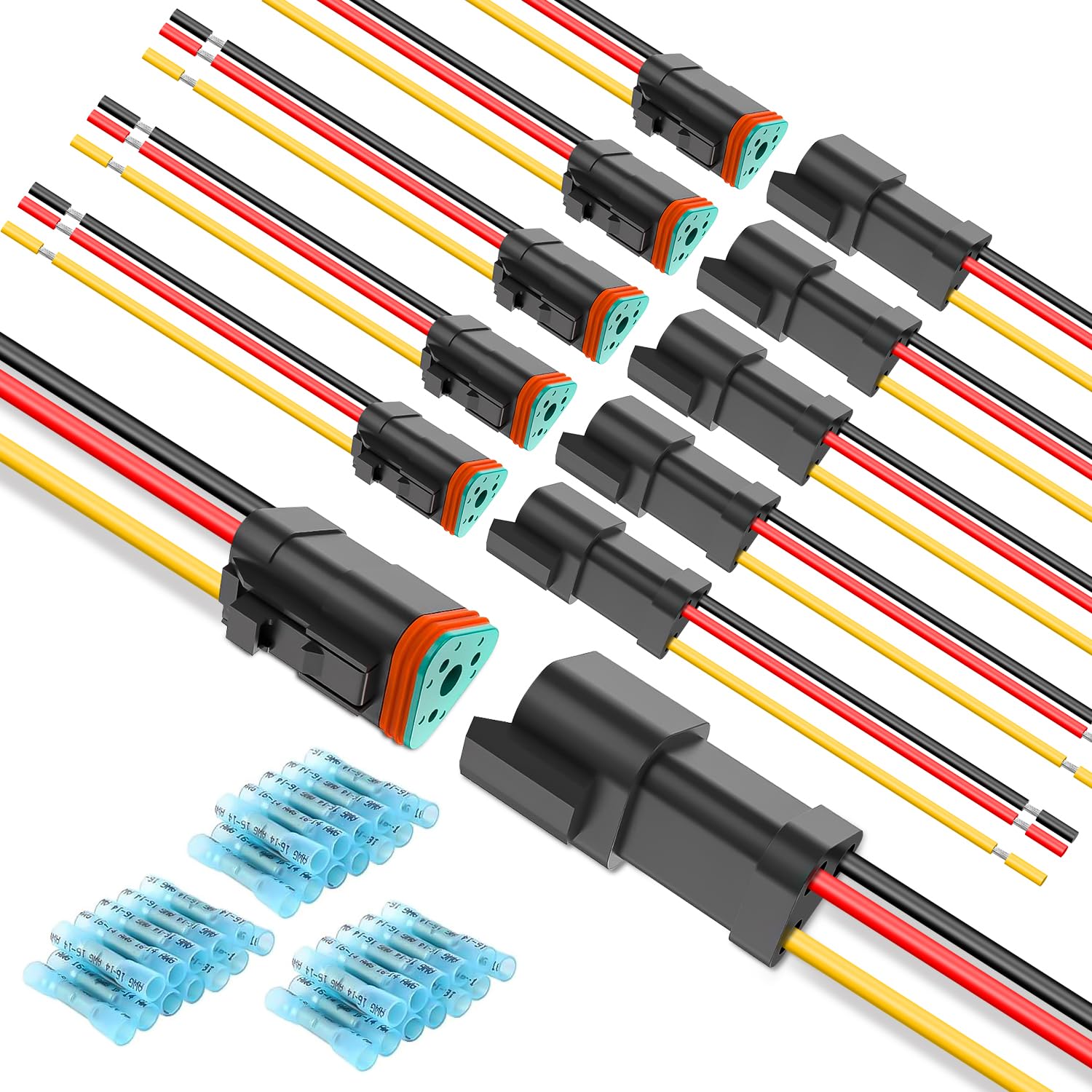 Nilight 3 Pin DT Connectors 16AWG 6 Kits Male&amp;Female Electrical Connector