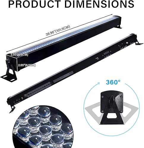 Miniatura 8 de TCFUNDY 6 luces de lavado de pared para escenario 40 pulgadas 252 LED 3 en 1 RGB para barra de lavado de pared luz DMX para fiestas bodas DJ