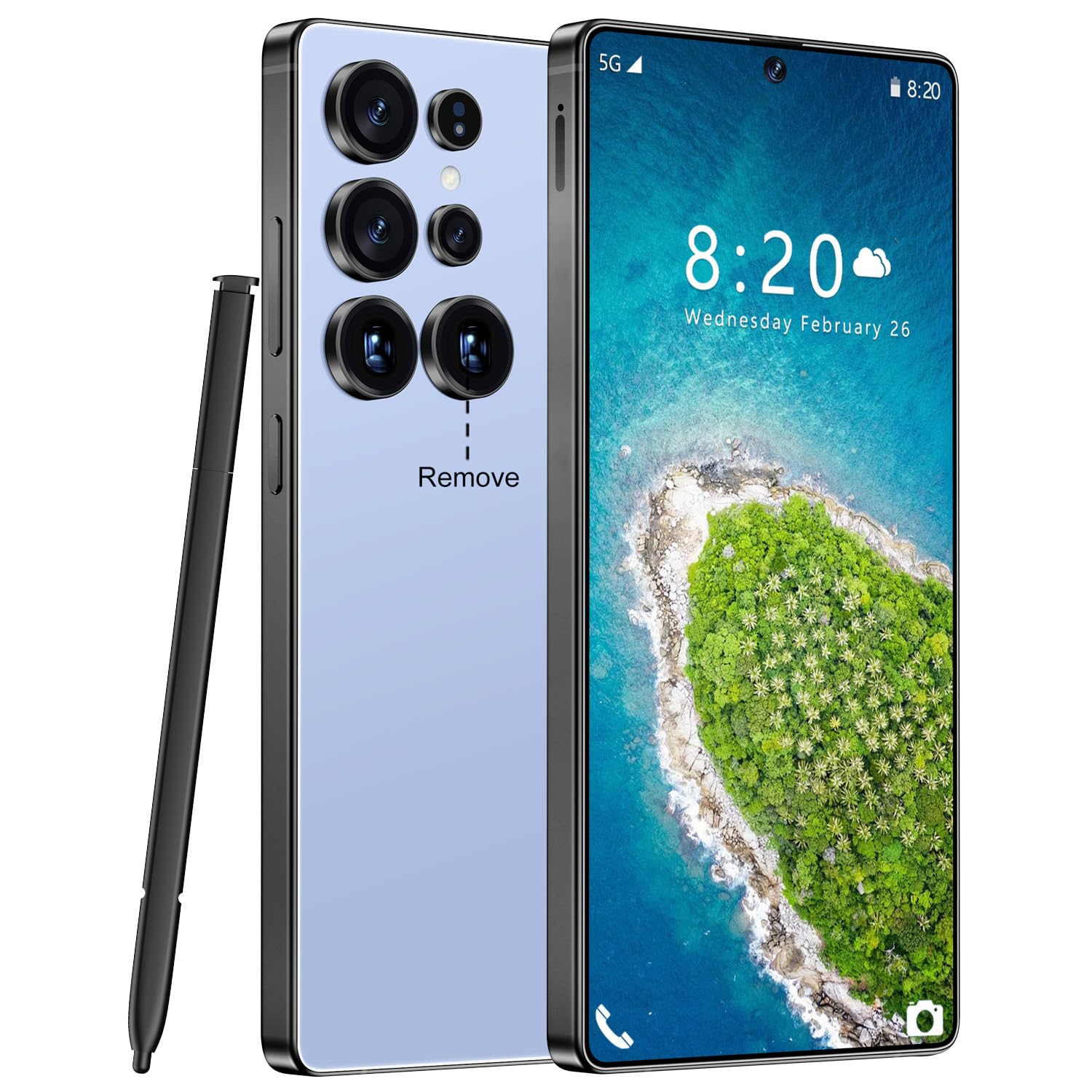 Huness S25 Ultra Unlocked Phone,Built in Pen The Phone,Cell Phone Battery 7000mAh 6.99" HD Screen,Android 14 16+512GB Smartphone,Dual SIM/5G/Face ID/Fingerprint Lock/GPS (Blue, 16+512)