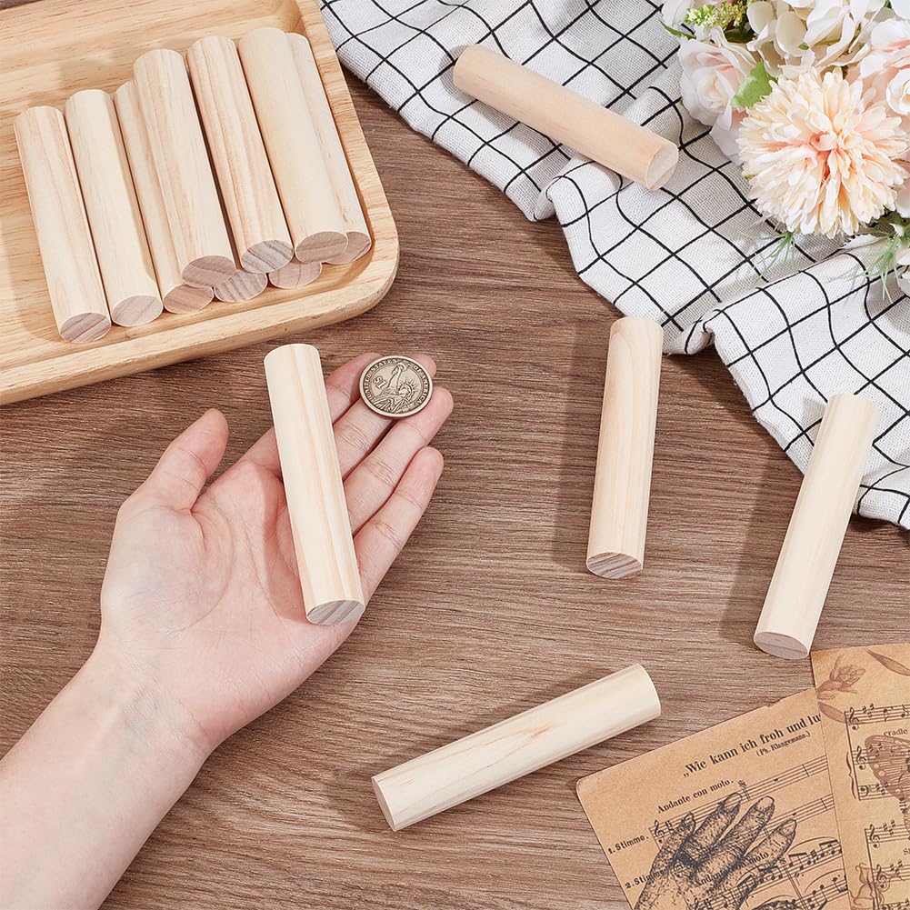 OLYCRAFT 14pcs 100x20mm Wood Round Sticks - Unfinished Wooden Dowel Rods for DIY Crafts & Home Decor - Image 3