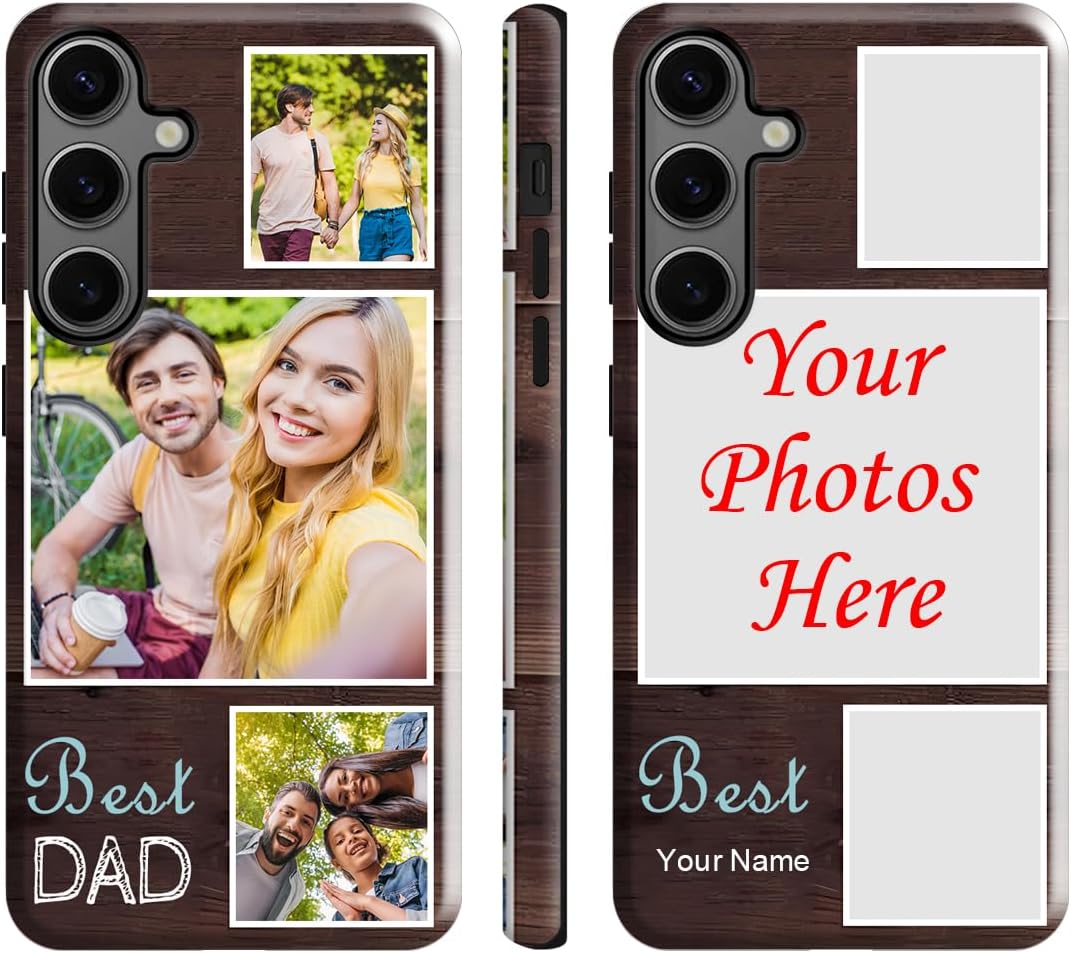 Personalized Case for Galaxy S24 Ultra, Multi-Photo Collage 2 in 1 Shock-Proof Protective Cover Personalized Customized Photo Cover Make Your Own Case for Galaxy S24 Ultra, White