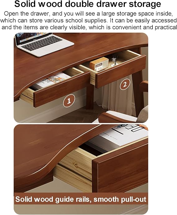Simple Writing Desk with Drawers for Home Office,Study Pc Table Solid Wood Computer Desk,Work Table Workstation for Small Spaces,Easy Assemble(100x60x75cm(39x24x30inch), White)
