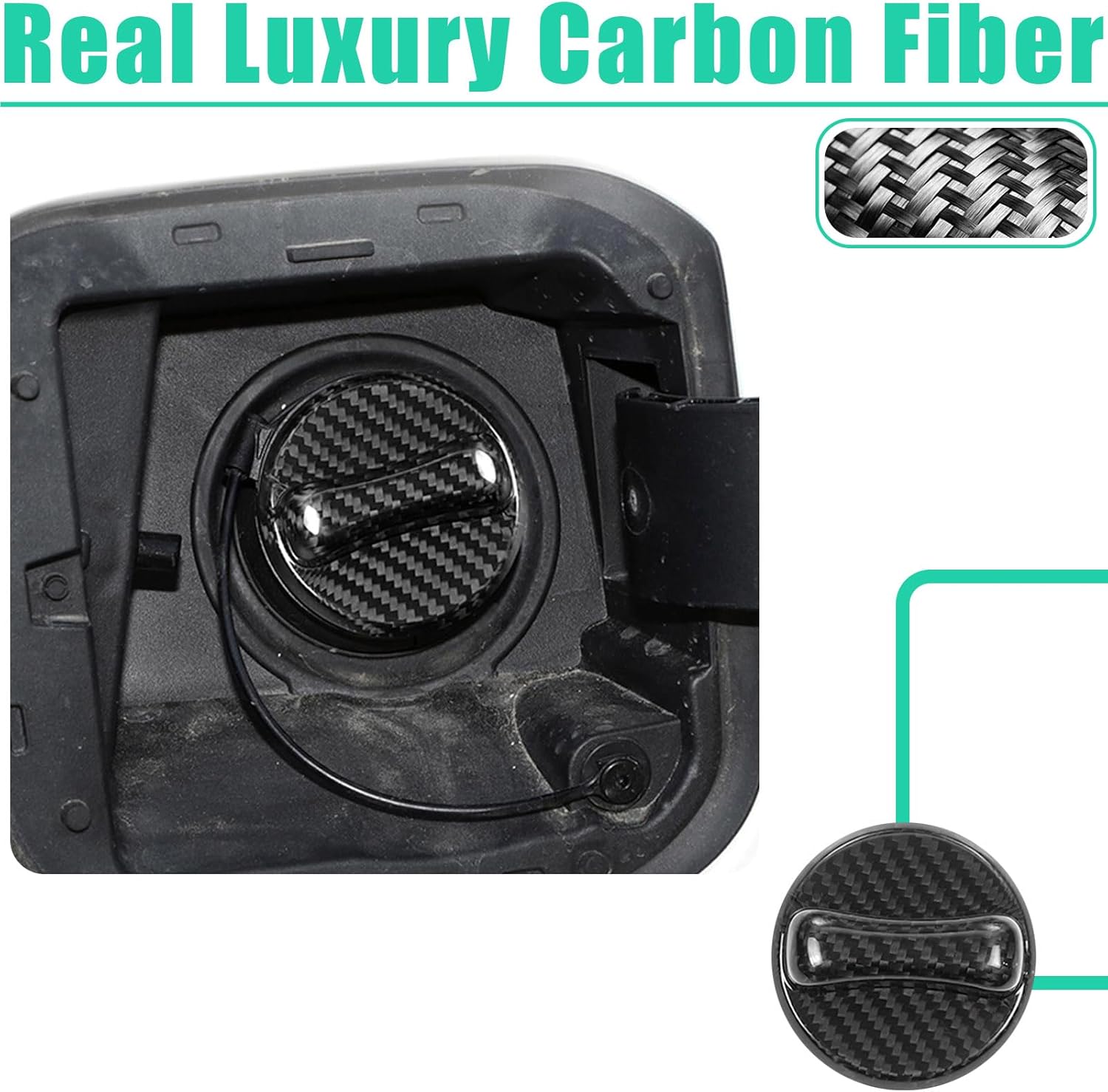 Real Carbon Fiber Car Gas Fuel Tank Cap Cover Trim Compatible with Nissan (Black, Diameter of 7.2 cm)