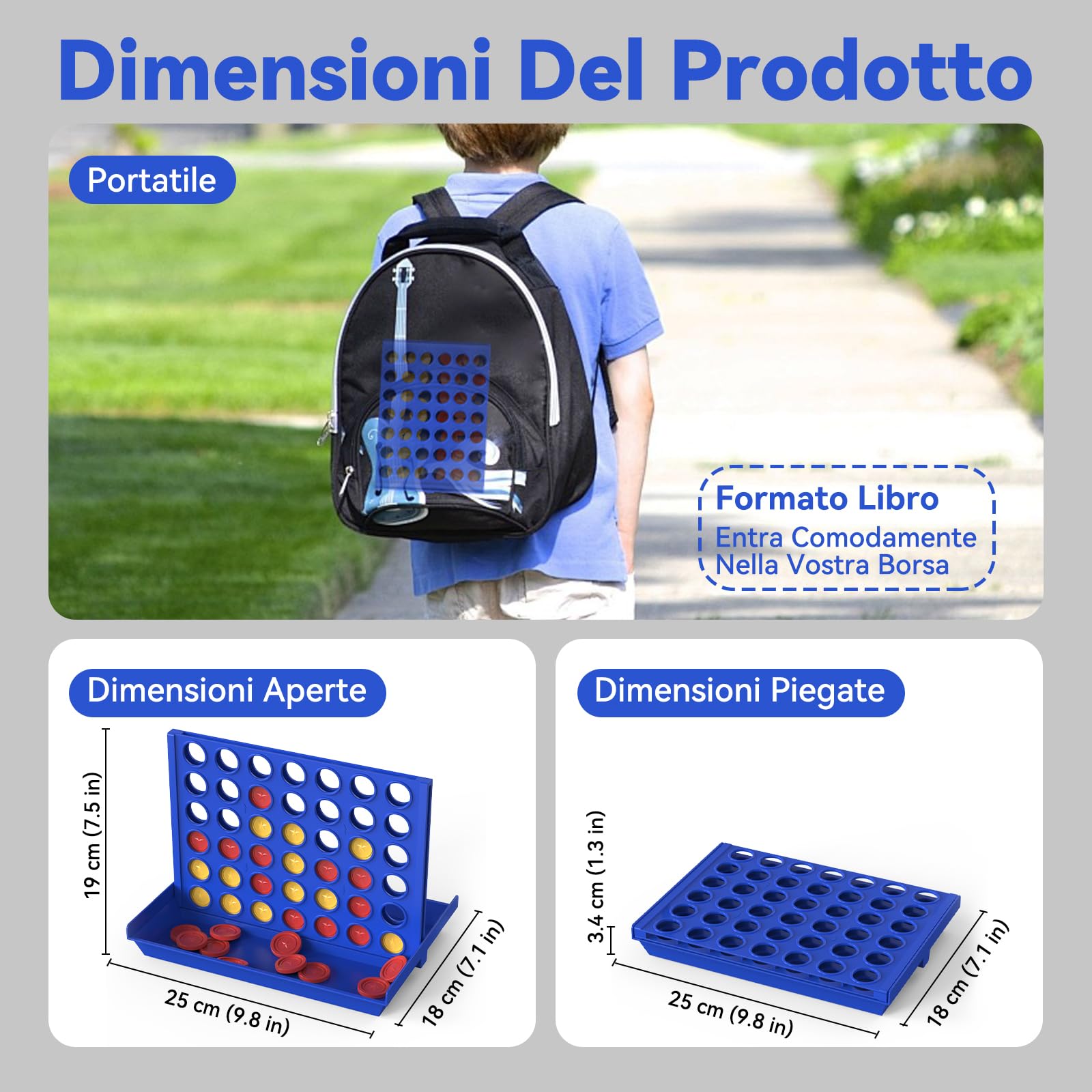 Pup Go 4 in Linea Formato Standard per Bambini di 3 Anni +, Classico Gioco di Società Familiare, Gioco di Strategia Educativo da Tavolo, Portatile da Viaggio per 2 Giocatori, Pieghevole con 6 Pedine