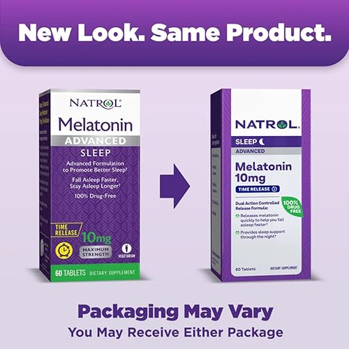 Miniatura 4 de Natrol Advanced Sleep - Tabletas de melatonina para dormir, máxima fuerza 10 mg 60 ea (paquete de 3)