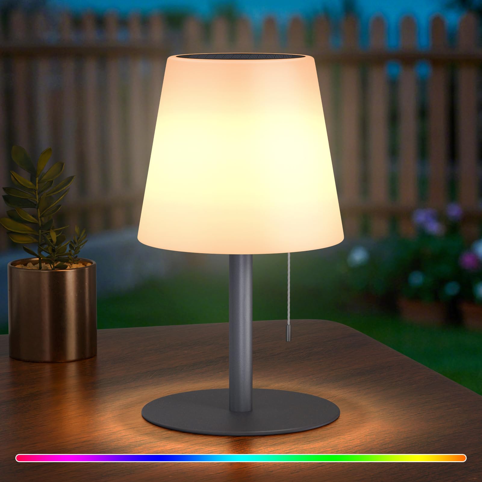 uuffoo Solar Tischlampe Outdoor Solarlampen für außen, IP44 Wasserdicht | RGB Farben | 7-20h Akku 2-in-1 Aufladung Kabellos für Terrasse Camping Garten (Grau)