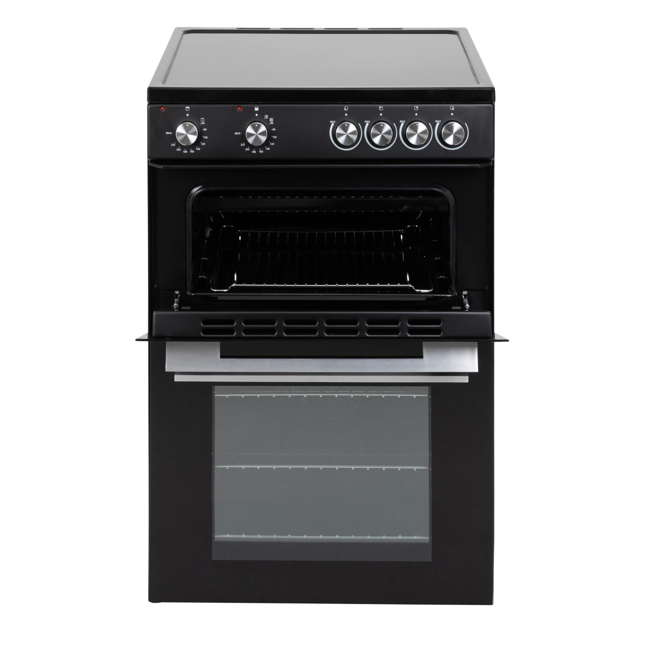 Willow WT60CCB 68L Freestanding Electric Cooker, Twin Cavity Cooker with Ceramic Hob and 31l Grill Cavity, 2 Years Warranty - Black — view 8