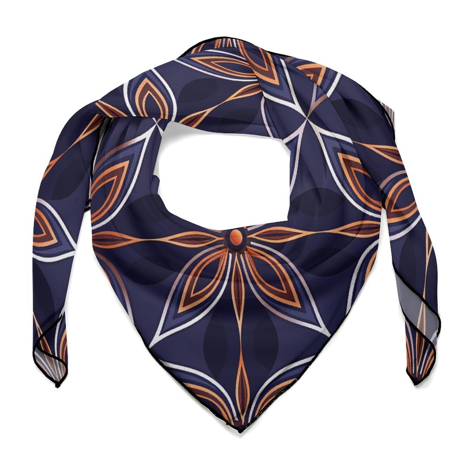 QLPTM Dark Blue And Brown Head Scarf for Women Lightweight Fashion Wraps Headscarf Neck Scarf Sunscreen Shawls for Gift Scarves 27" X 27", Dark Blue and Brown, One Size
