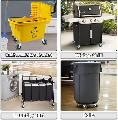 Miniatura 6 de Ruedas giratorias de vástago de 4 pulgadas, ruedas giratorias de goma con vástago de 716 de pulgada, ruedas de alta resistencia de TPR de repuesto