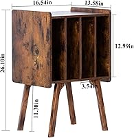 Vista 3 de LELELINKY Soporte para tocadiscos, mesa de almacenamiento de discos de vinilo con 4 gabinetes de hasta 100 álbumes, soporte para tocadiscos de Marrón