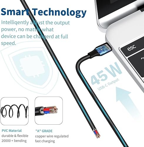 Miniatura 4 de Cargador USB-C de 45 W para Acer Chromebook Spin 11 13 R13 15 314 315 CP311 CP315-3H CP713 CB5-312T-K5X4 CP311-1H CP311-2H CP311-1H-C1FS C5PN