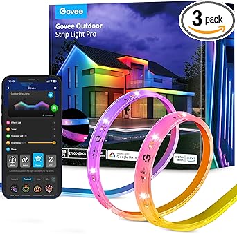 Govee Outdoor LED Strip Lights RGBIC with Warm and Cold White, 32.8ft 2.4G WiFi Smart Outdoor Lights, IP65 Waterproof, Work with Alexa and Google Assistant, App Control, for Porch, Patio, Eave, Party