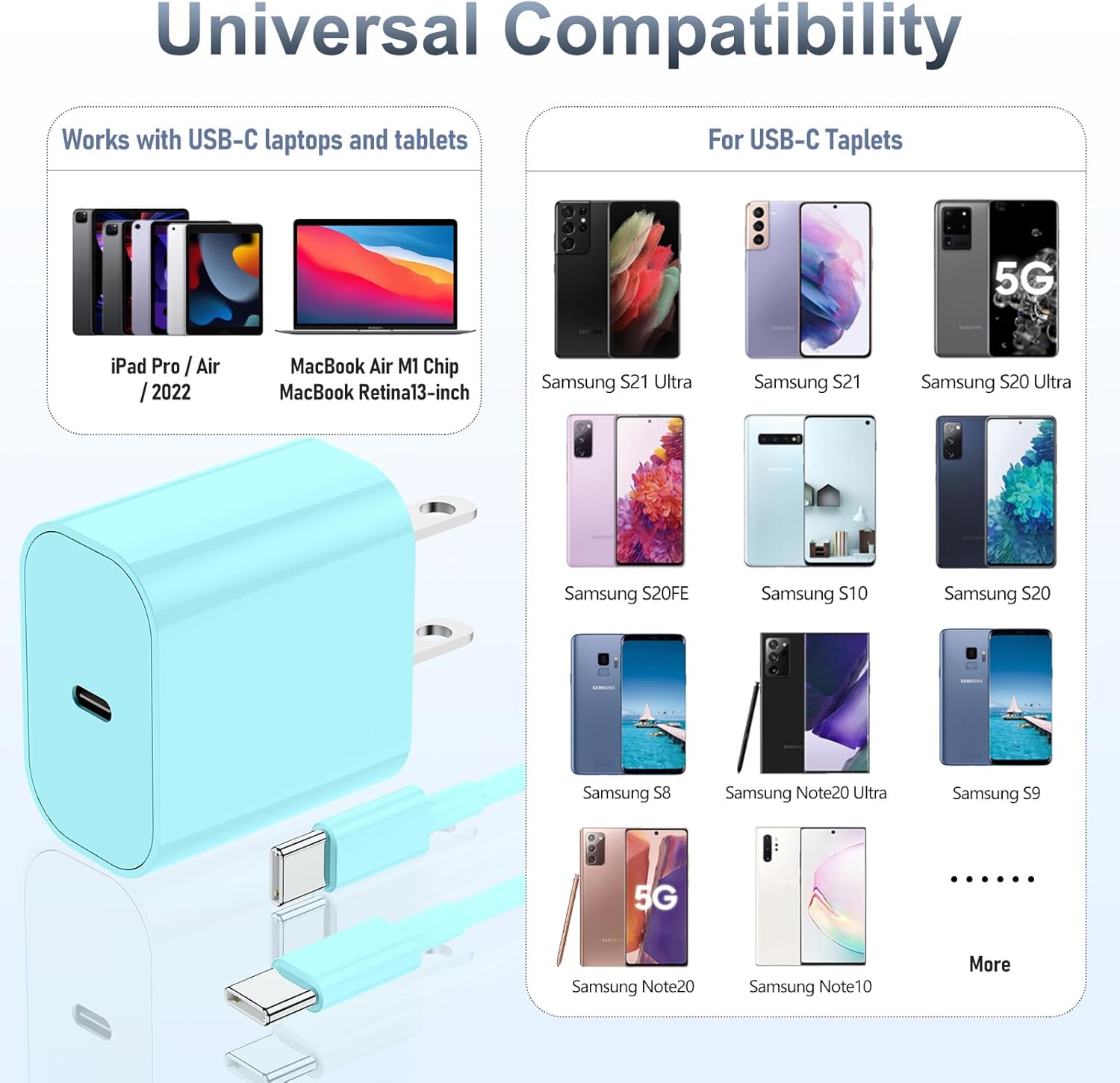 iPhone 17 16 15 Fast Charger, 20W USB C Charging Block for Apple iPhone 17 Pro Max/17 Air/16 Pro/15 Plus, iPad 12/11 inch/Mini/6 Gen,Wall Plug Power Adapter Cube Brick/6ft Type C to C Cable Cord Long