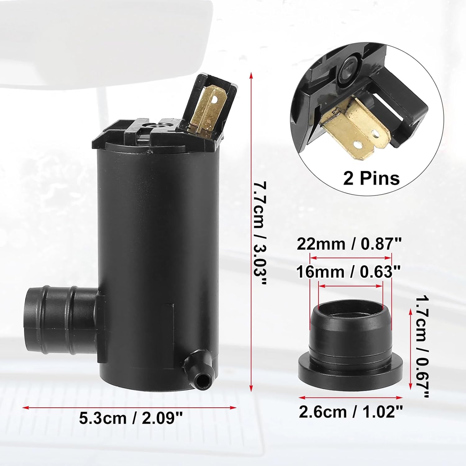 Windshield Washer Pump for Honda Civic Accord Odyssey Pilot, Car Windshield Washer Motor Pump 89001132
