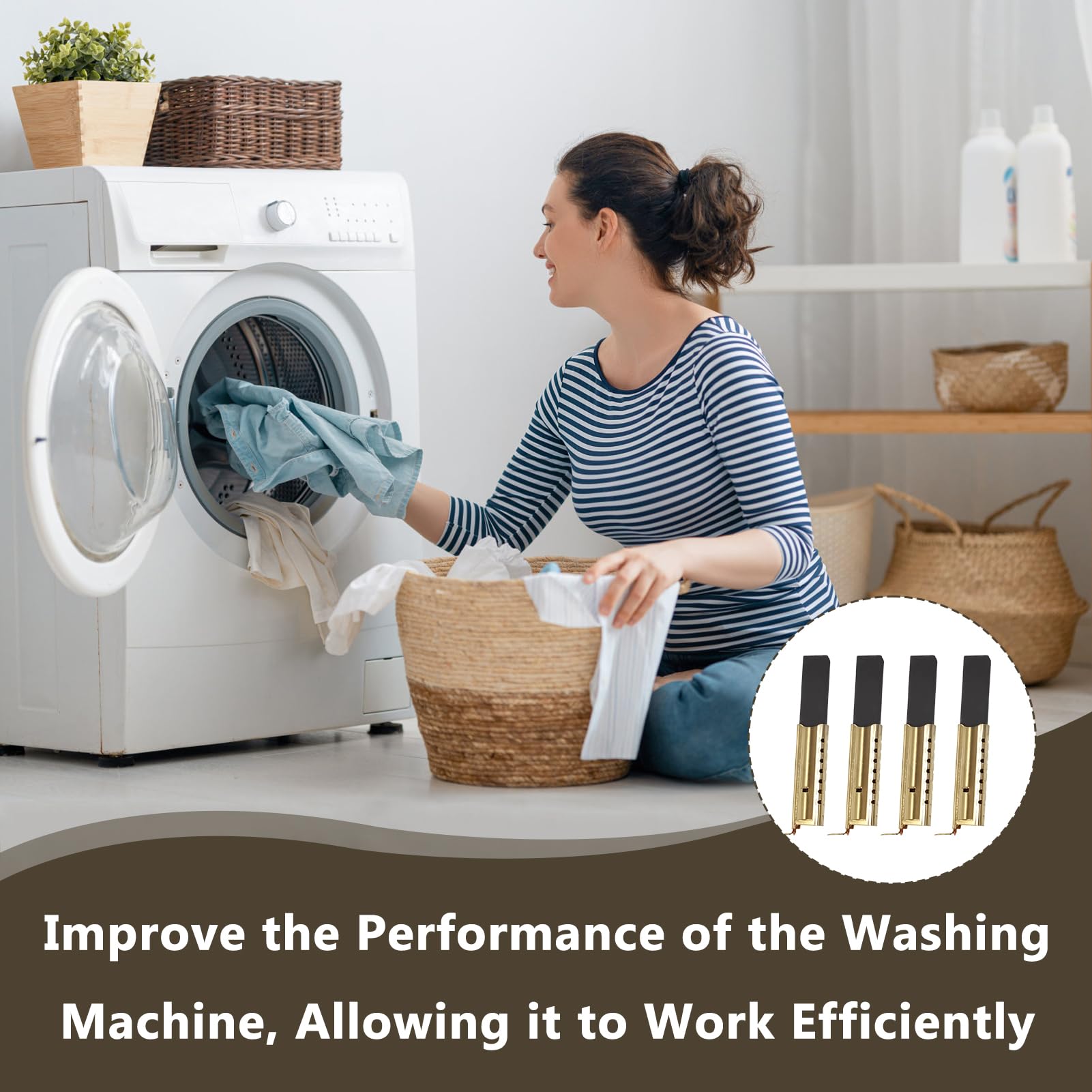 Zestaw 4 szczotek węglowych L94MF7, szczotki do wkładów węglowych L94MF7 do pralki kompatybilne z Whirlpool Welling akcesoria zamienne do wkładów 5x13,5x39,6mm