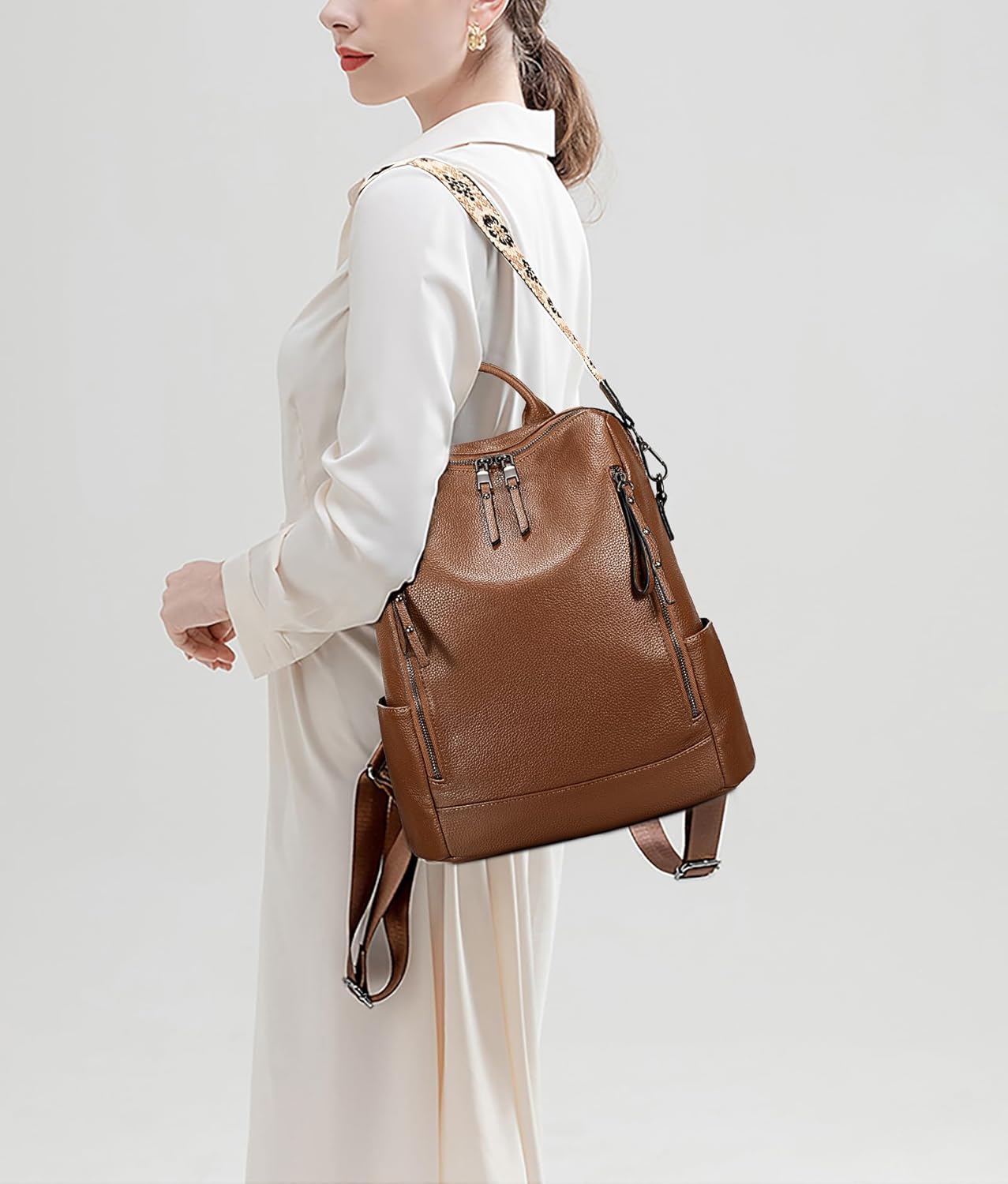 UTO Women Backpack Purse Leather Vegan Ladies Fashion Designer Rucksack Convertible Travel Shoulder Bag with Tassel - Image 8