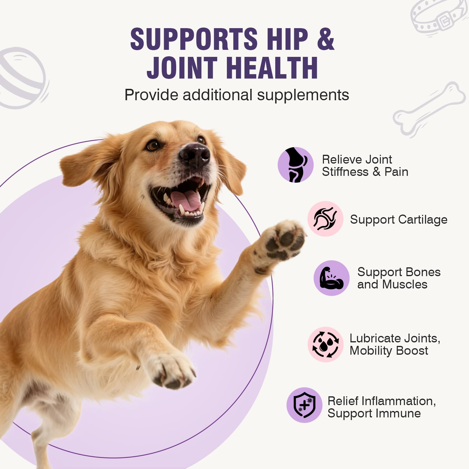 Glucosamine for Dogs 200pcs Joint Support Supplement Dog Hip and Joint Chondroitin Chews Treats with MSM Dog Joint Pain Relief Mobility Supplements Chicken Flavor Fit All Large Small Medium Breed - image 2