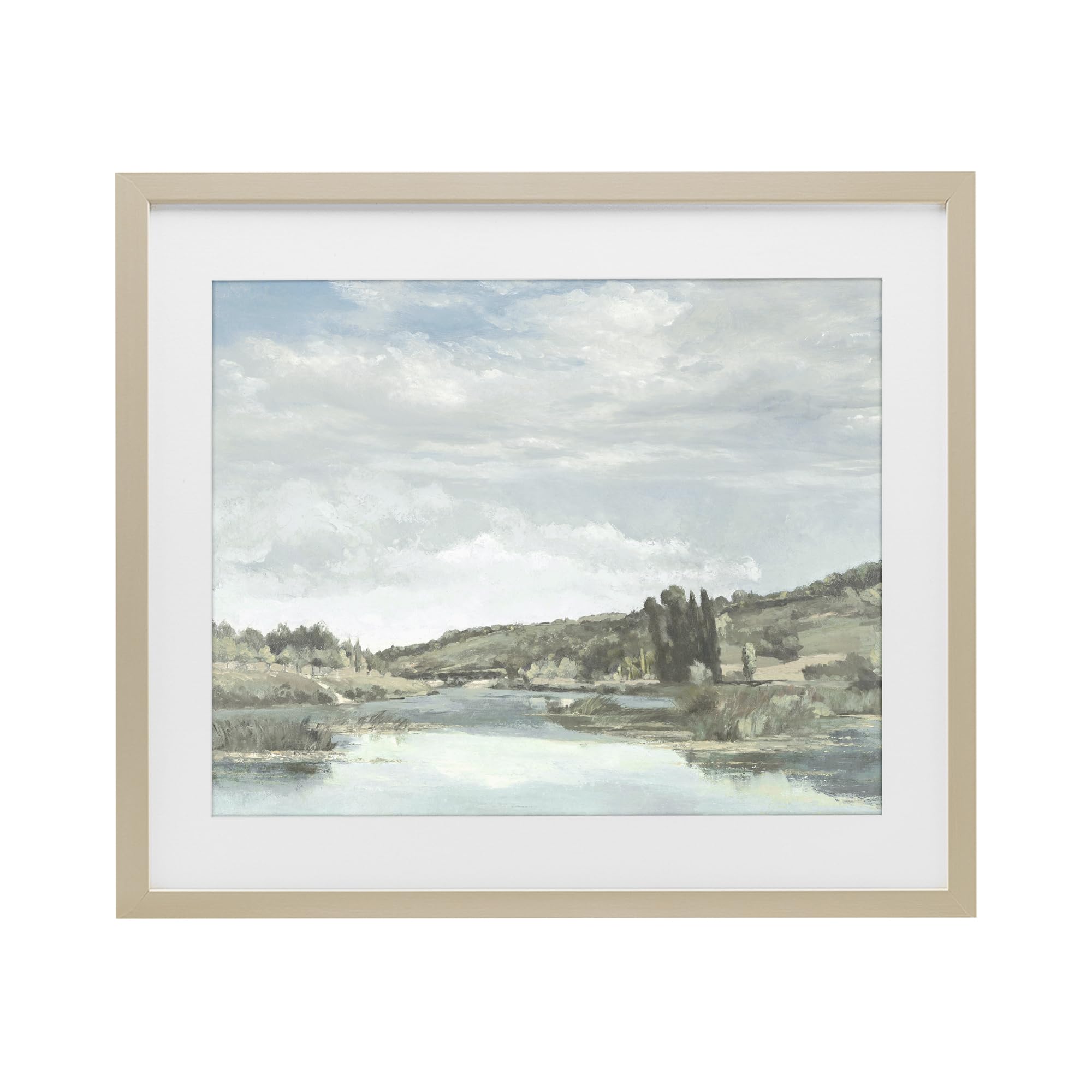 Stupell Industries Tranquil River Reflection Landscape 'On The Water Landscape', Framed Print Under Glass, Brown, 21 X 17 Inches, Easy To Hang And Sturdy, Made In Usa, By Christy Mckee
