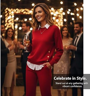 2 Piece Lounge Set Women 2026, Cotton Long Sleeve Crew Neck Knit Pullover Top Sweatsuit Outfits Leisure Tracksuits