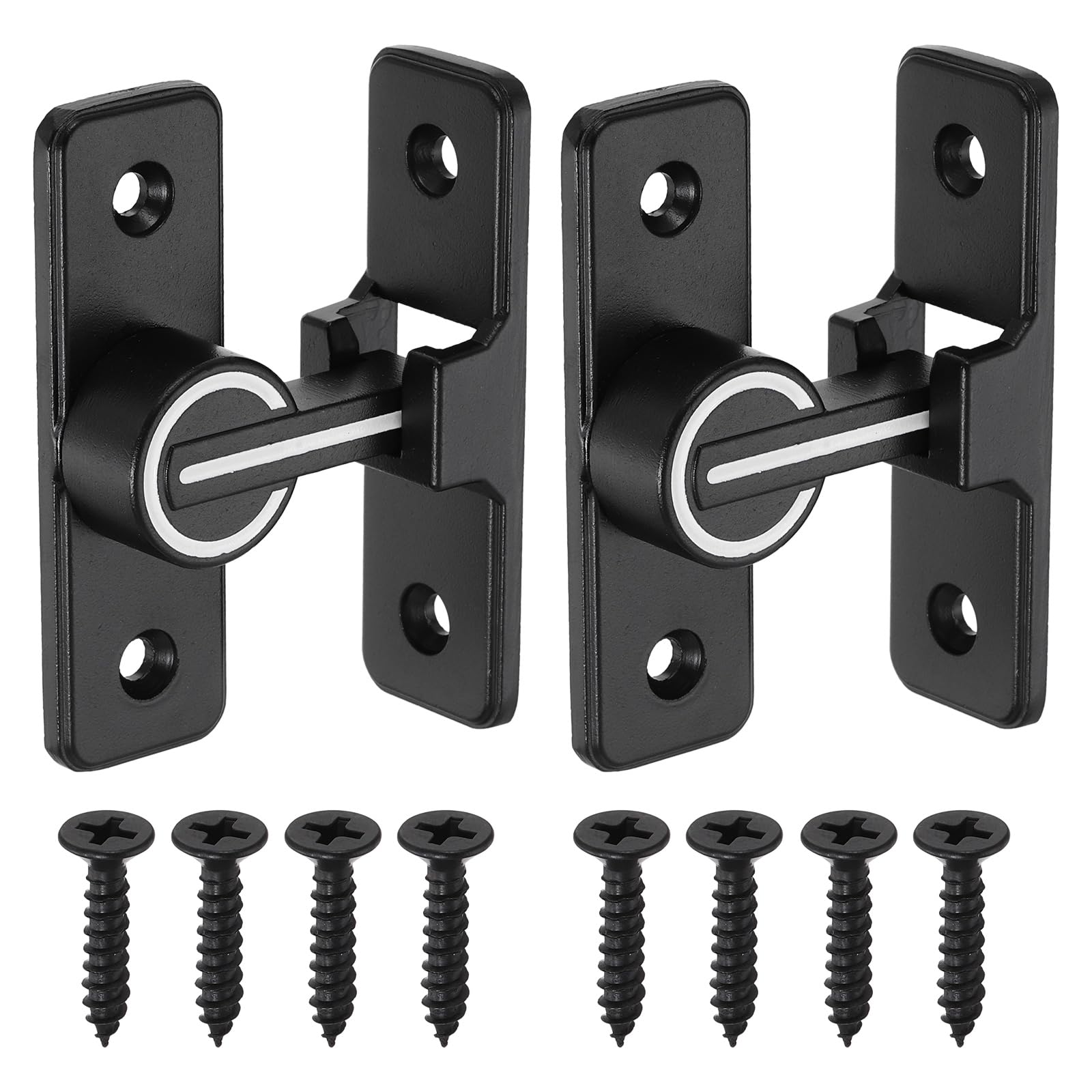 sourcing map Lot de 2 serrures de porte de grange, à rabat à 90 degrés pour portes simples à charnière et coulissantes, loquet de sécurité coulissant en alliage de zinc avec vis pour jardin, salle de
