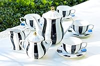 Vista 5 de Grace Teaware - Juego de té de porcelana fina de 11 piezas, color blanco y negro