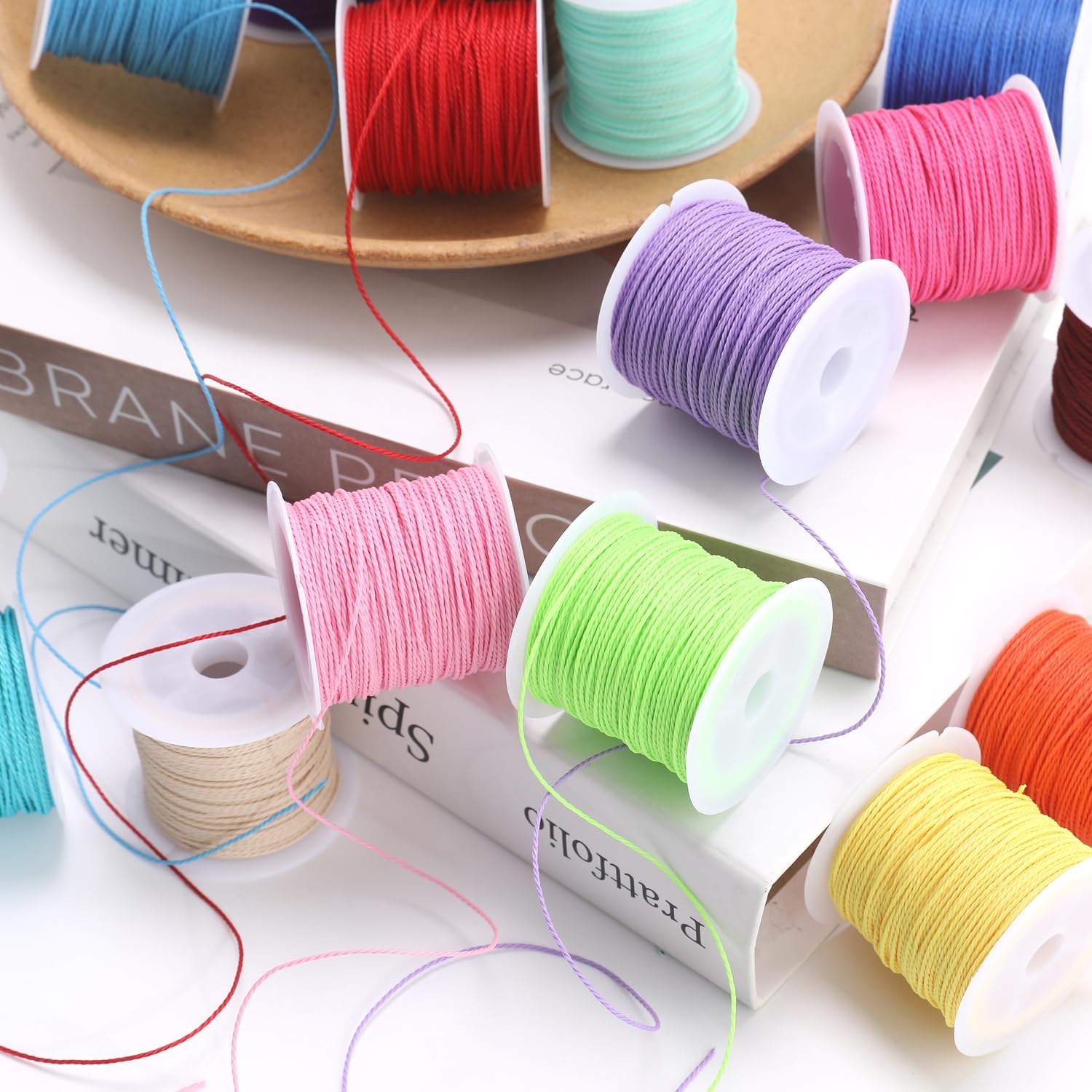 20 Colors Waxed Thread, 20 Rolls 500 Yards Total, Waxed Polyester Cord for Bracelet Making, Macrame, Necklace, DIY Jewelry Supplies - Image 7