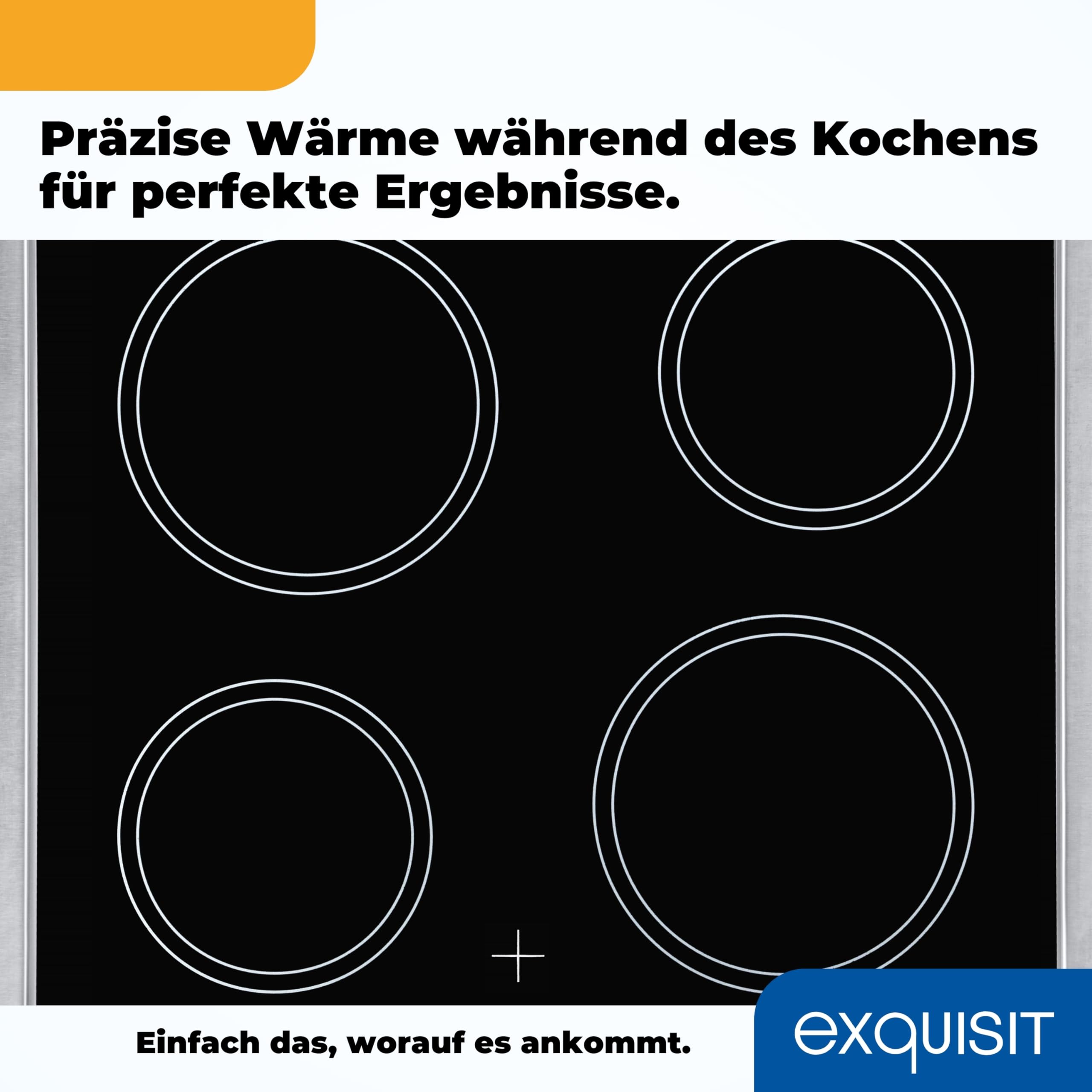 Exquisit Elektro-Standherd ECM 6-4 Inox 60cm Glaskeramik Kochfeld Ober- & Unterhitze Umluft