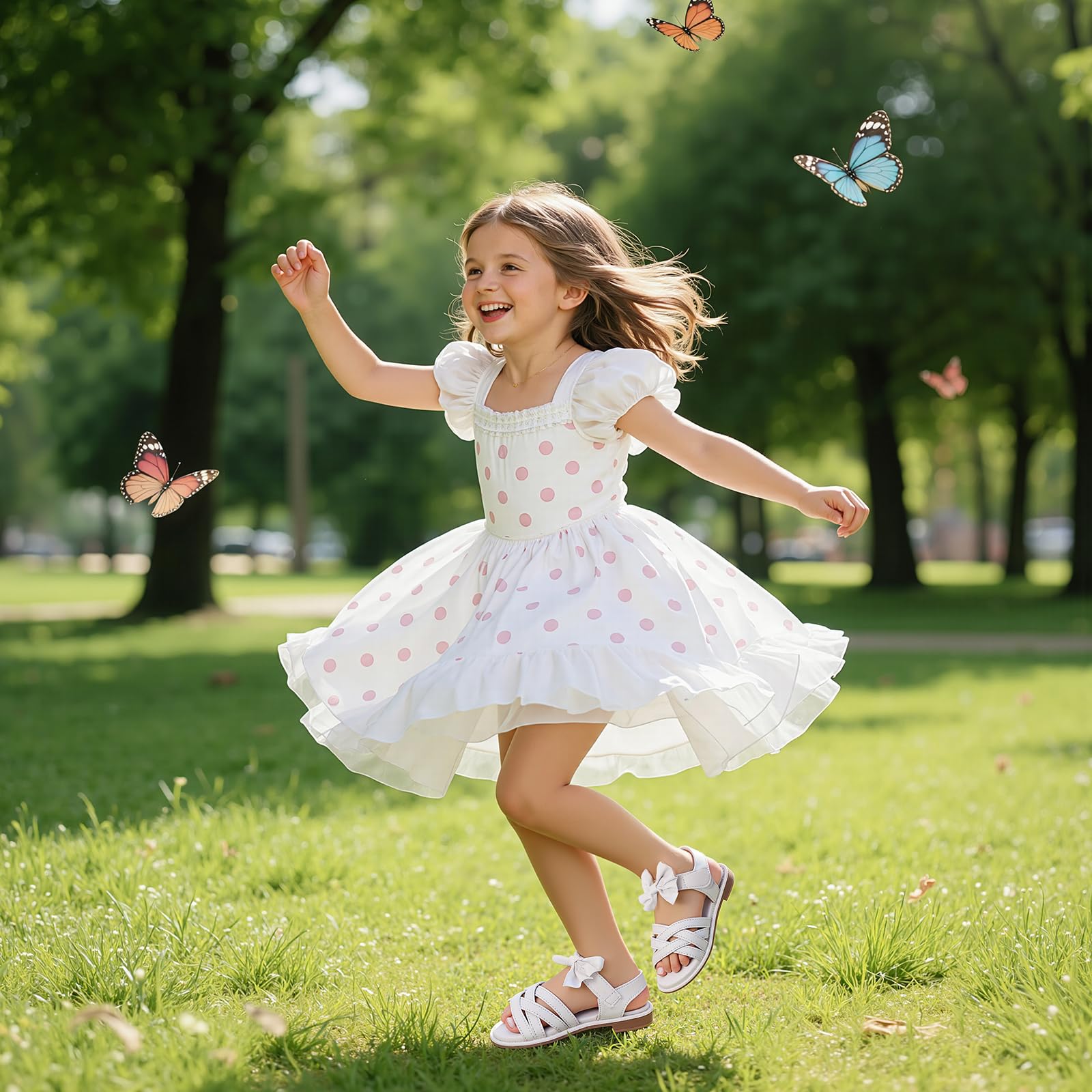 Sandales Fille avec Nœud Chaussures D'été Confortable Enfants Sandale Princesse à Bout Ouvert