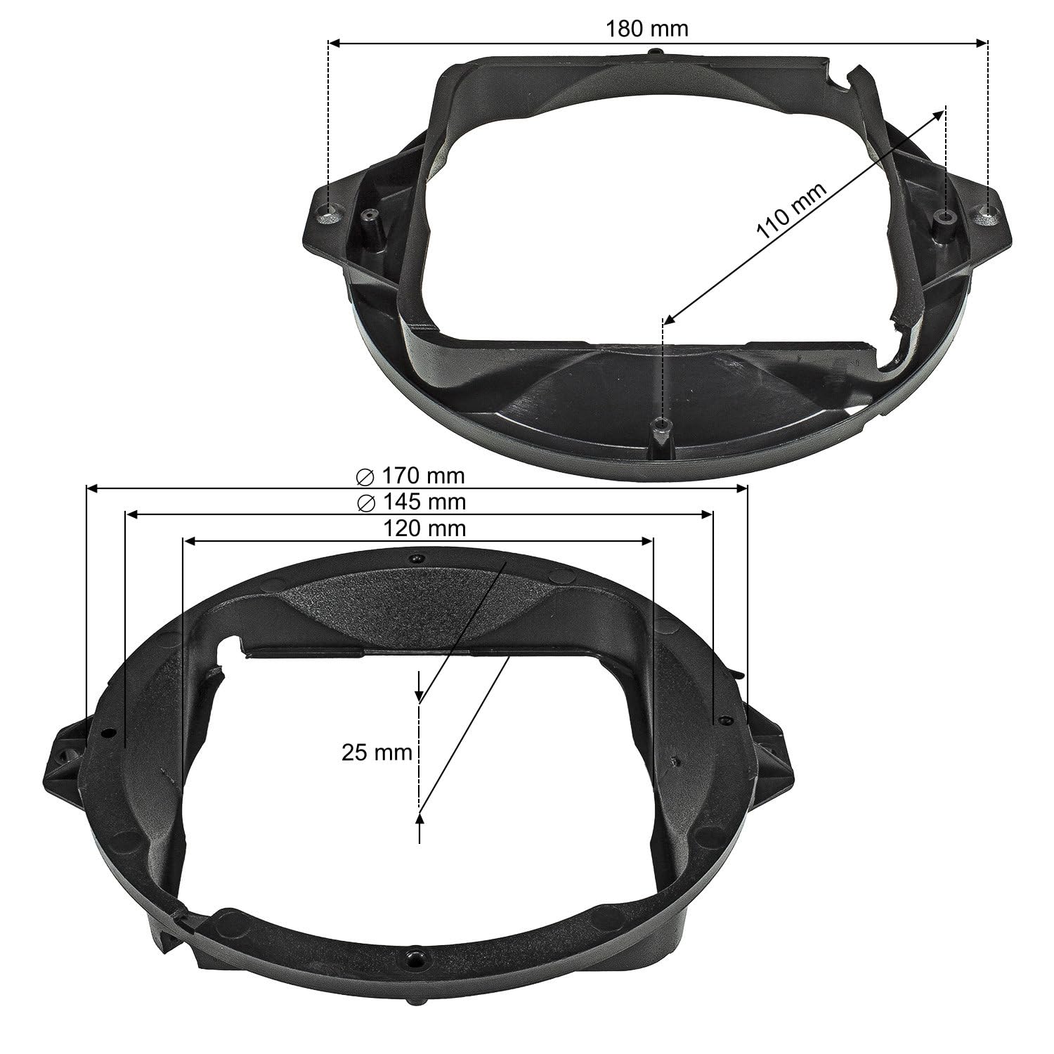 Image secondaire de tomzz Audio 2803-010 Anneaux de Haut-parleurs Adaptateurs Supports compatibles avec Audi A4 A3 TT Plaque arrière pour Haut-parle
