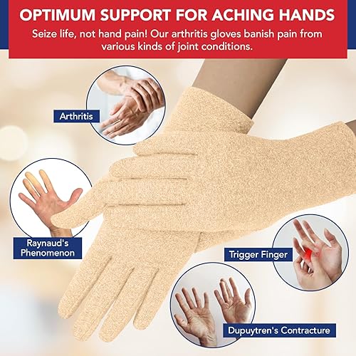 Miniatura 4 de Doctor Developed - Guantes de compresión de algodón abiertos y de dedo completo, guantes de compresión para aliviar la artritis, guantes de