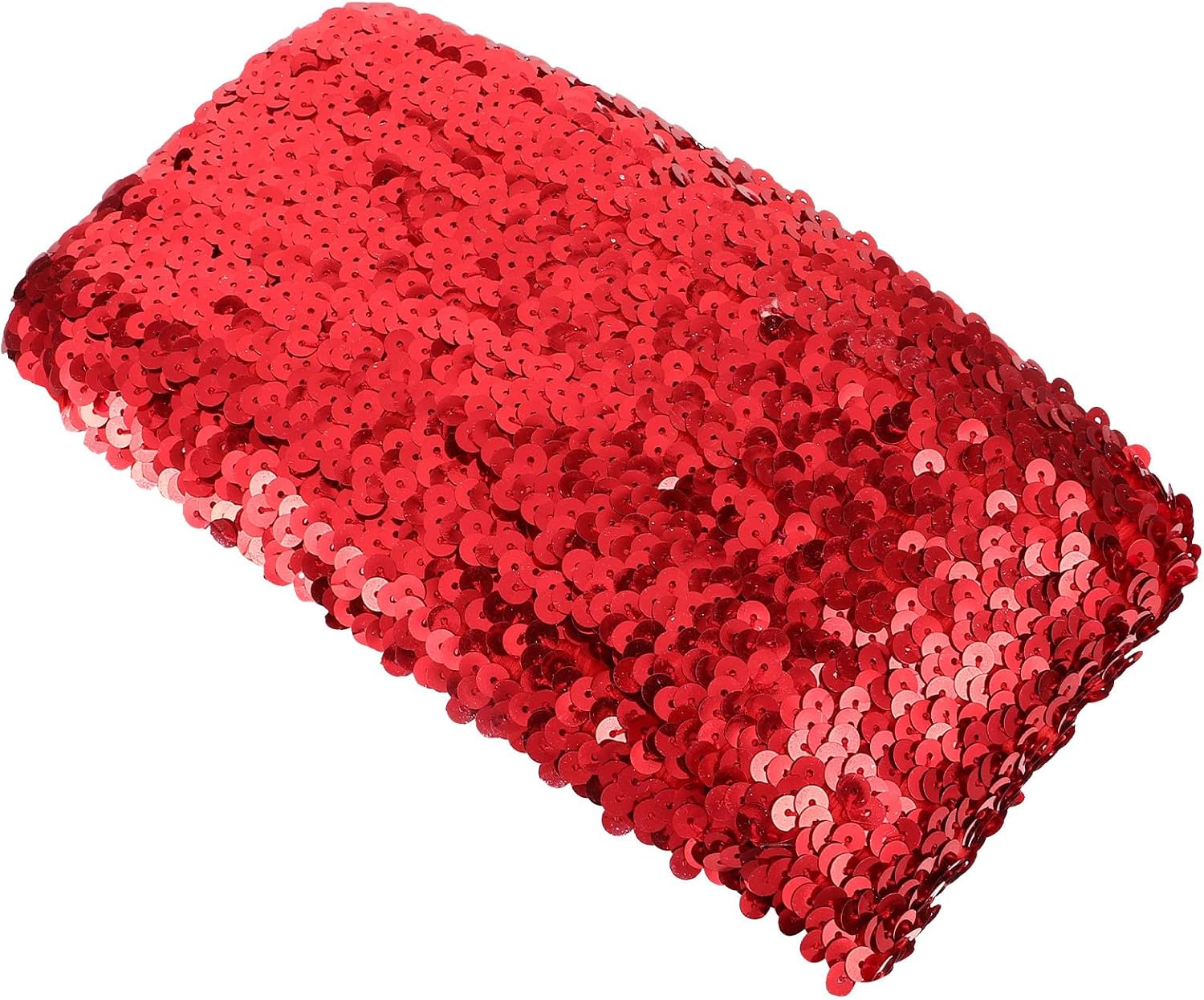 SEWACC 3cm Red Elastic Sequin Trim Ribbon for Sewing DIY Craft, Stretch Decorative Sequin Belt Lace for Clothing Accessories and Costume Embellishment