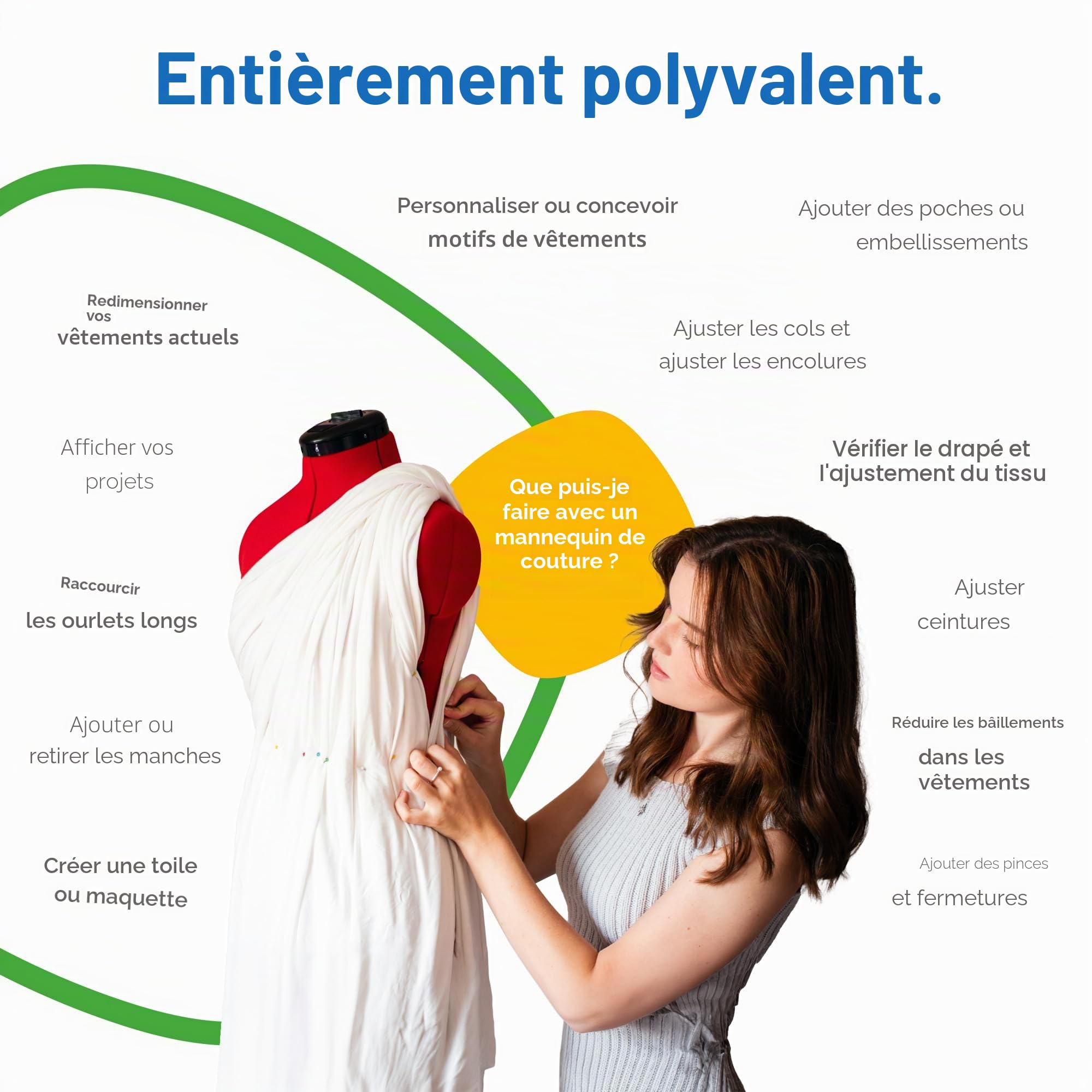 Adjustoform Mannequin de couture, 8 pièces ajustables, (Taille de la robe UE 38 - 46) Petit, Rouge Coquelicot