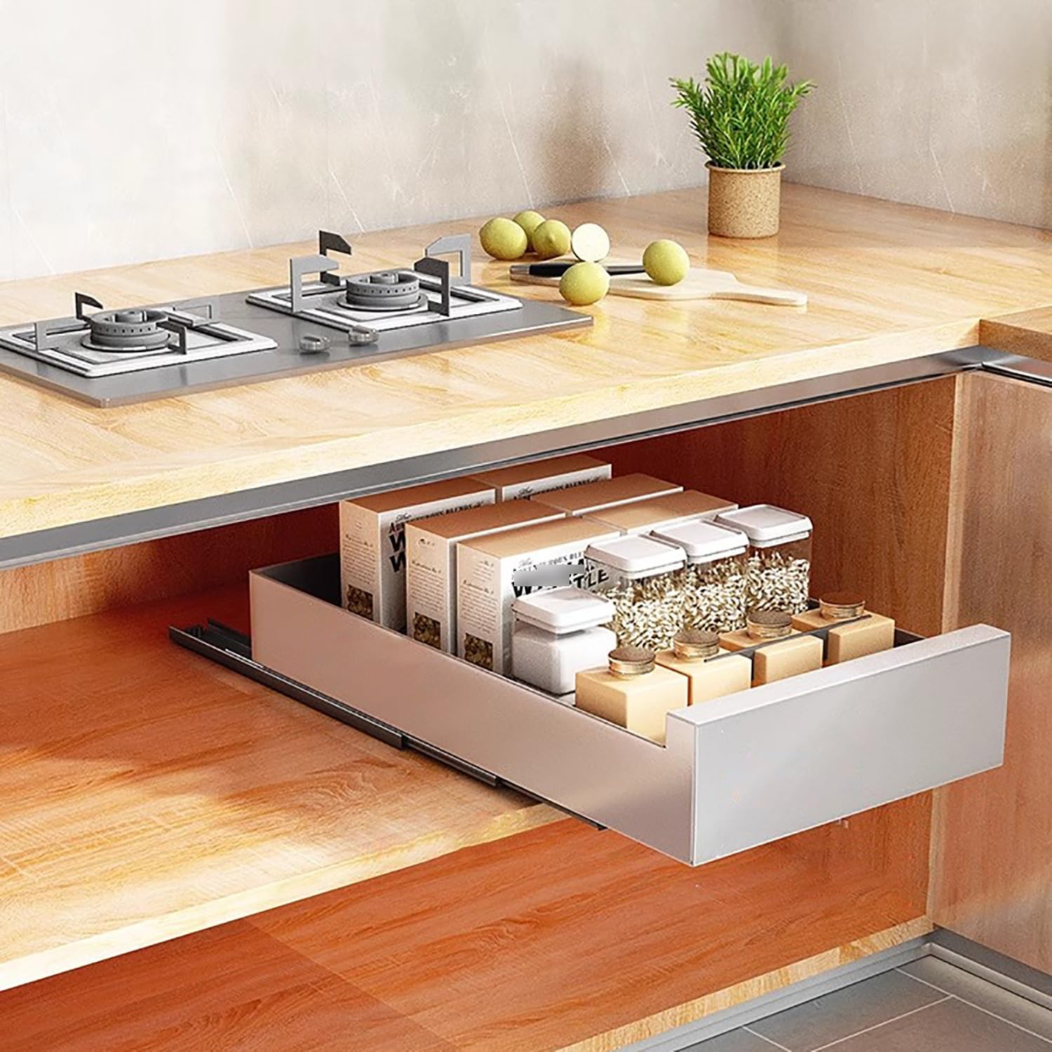 Uitschuifbare Lade Voor Kast, Keukenladen, Voor Keuken, Woonkamer, Huis, Brede Stevige Uitschuifbare Planken Van Koolstofstaal, Zware Schuifplank Uitschuifbare Lade (Size : 25cm