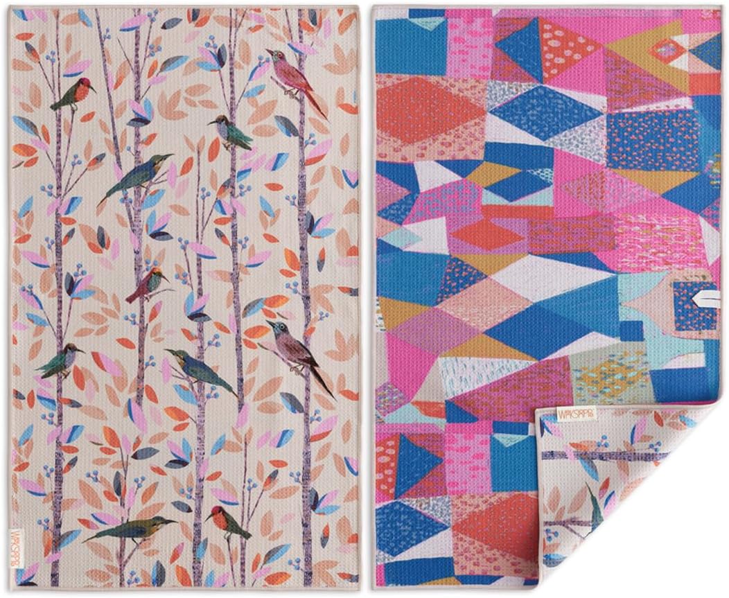 WerkShoppe Songbirds Reversible Microfiber Towel - Absorbent & Quick Drying