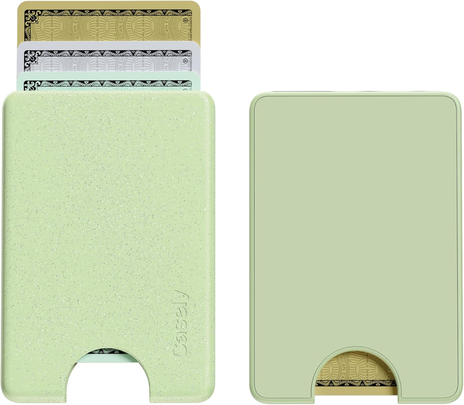 Casely MagWallet | Kiwi Kiss | Matcha Green Shimmer | Slim Wallet Card Holder | Compatible with MagSafe | Soft-Touch Hard Silicone | Holds Up to 3 Cards - Image 2