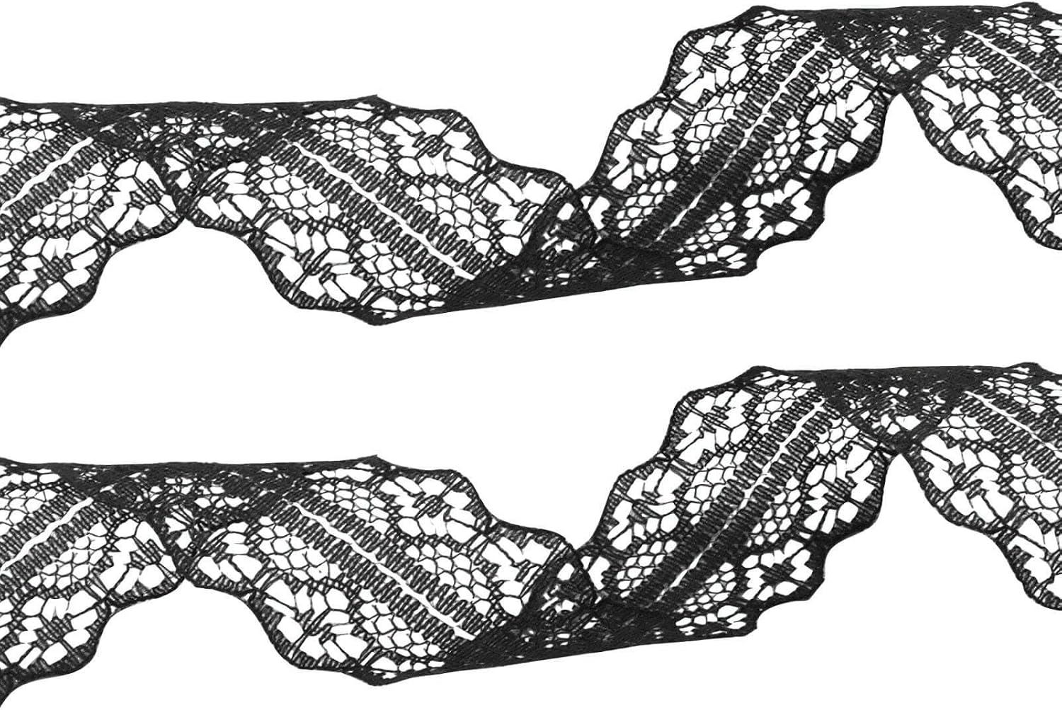 Black Floral Lace Ribbon, 1" Wide x 75.45 Ft