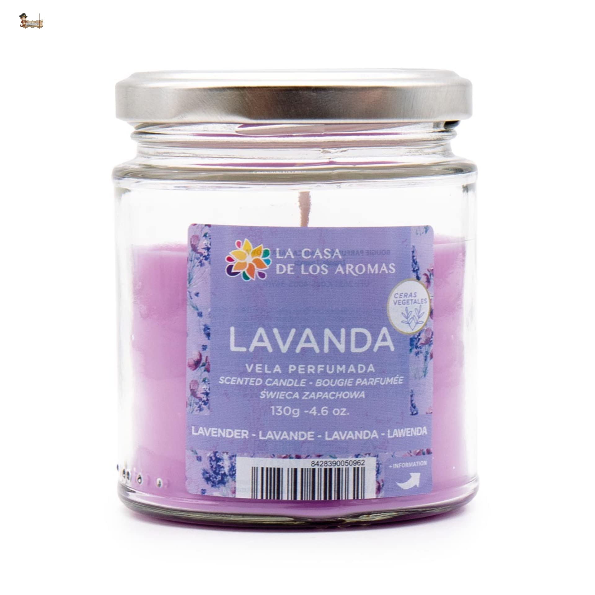 BricoLoco.com Świeca aromatyczna 130gr z pokrywką, zapachowy odświeżacz powietrza Olejki eteryczne, Świeca zapachowa lawendy. (5)