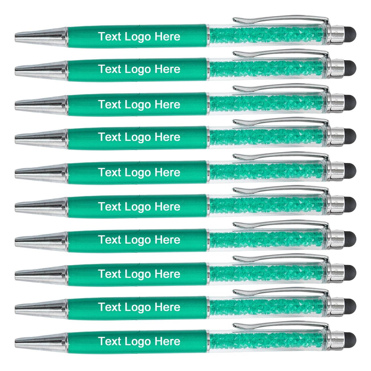 HEYZARDA Personalized Pens with Name Logo Text Custom Ballpoint Pens in Bulk with Stylus for Touchscreen for Business Office Church 50 Pcs, Cyan