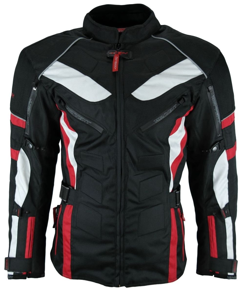 HEYBERRY Touren Motorrad Jacke Motorradjacke Textil schwarz rot