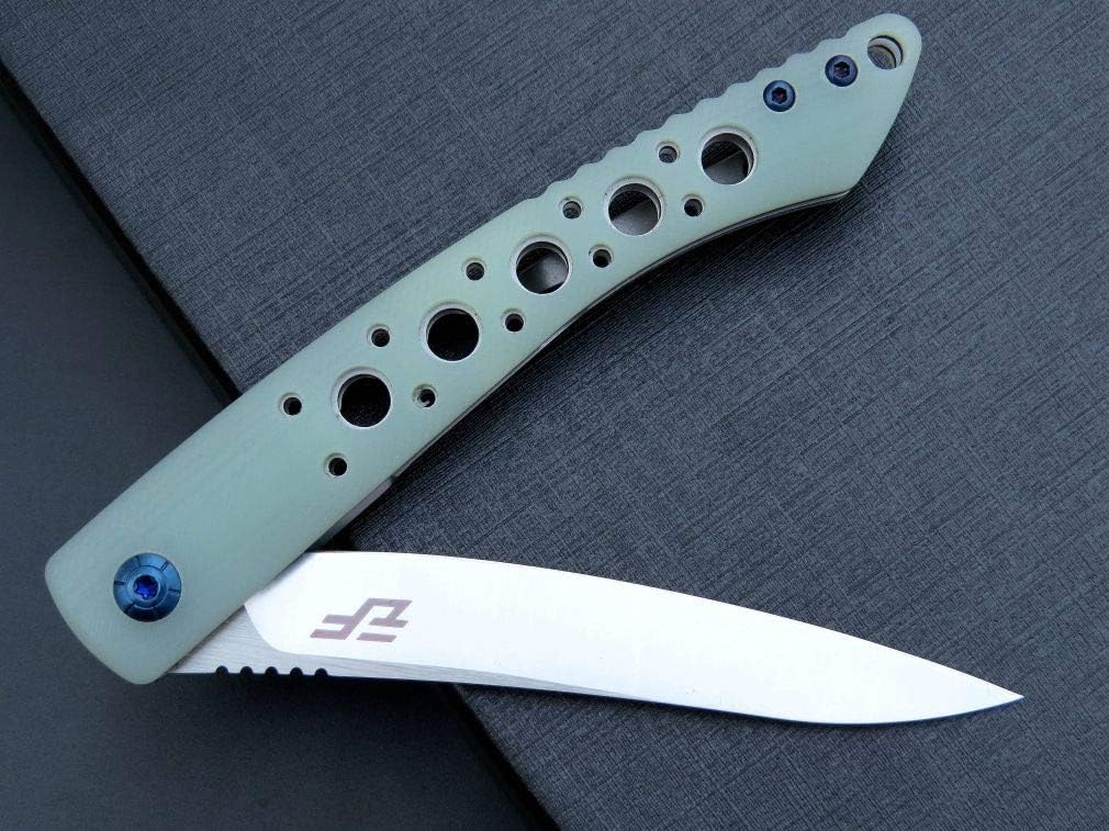 Eafengrow EF943 EDC Folding Knife D2 Steel Blade G10 Handle Flipper Knifes with Pocket Clip for Camping Hiking Survival Outdoor(jade)