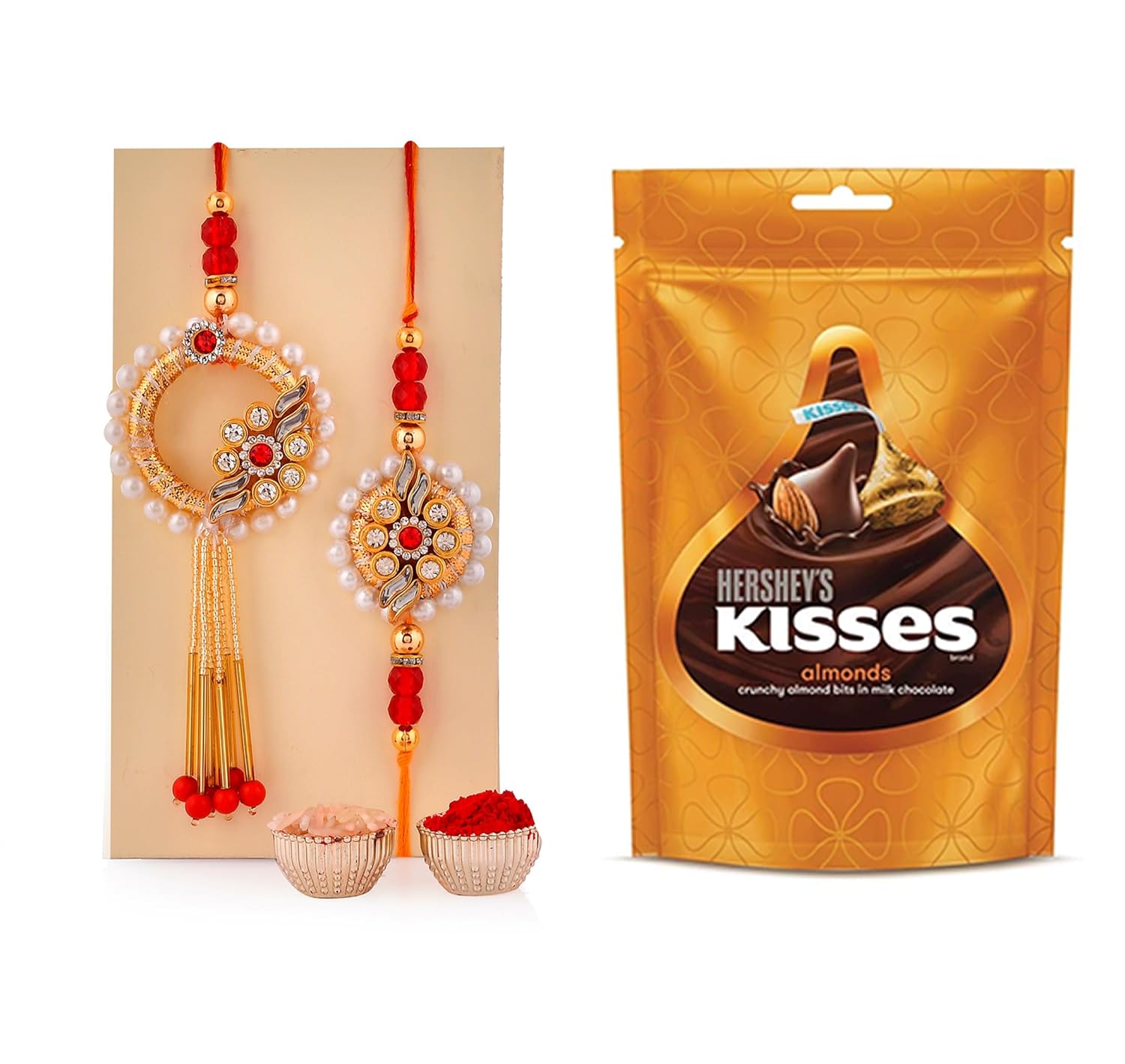 Rakhi Set Für Bruder Und Bhabhi - Traditionelles Indisches Fest-Armband Set Mit 4 Teilen