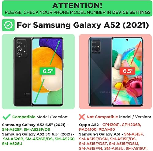 Miniatura 2 de Funda diseñada para Samsung Galaxy A52 con funda de clip para cinturón, funda de teléfono con función atril, color negro