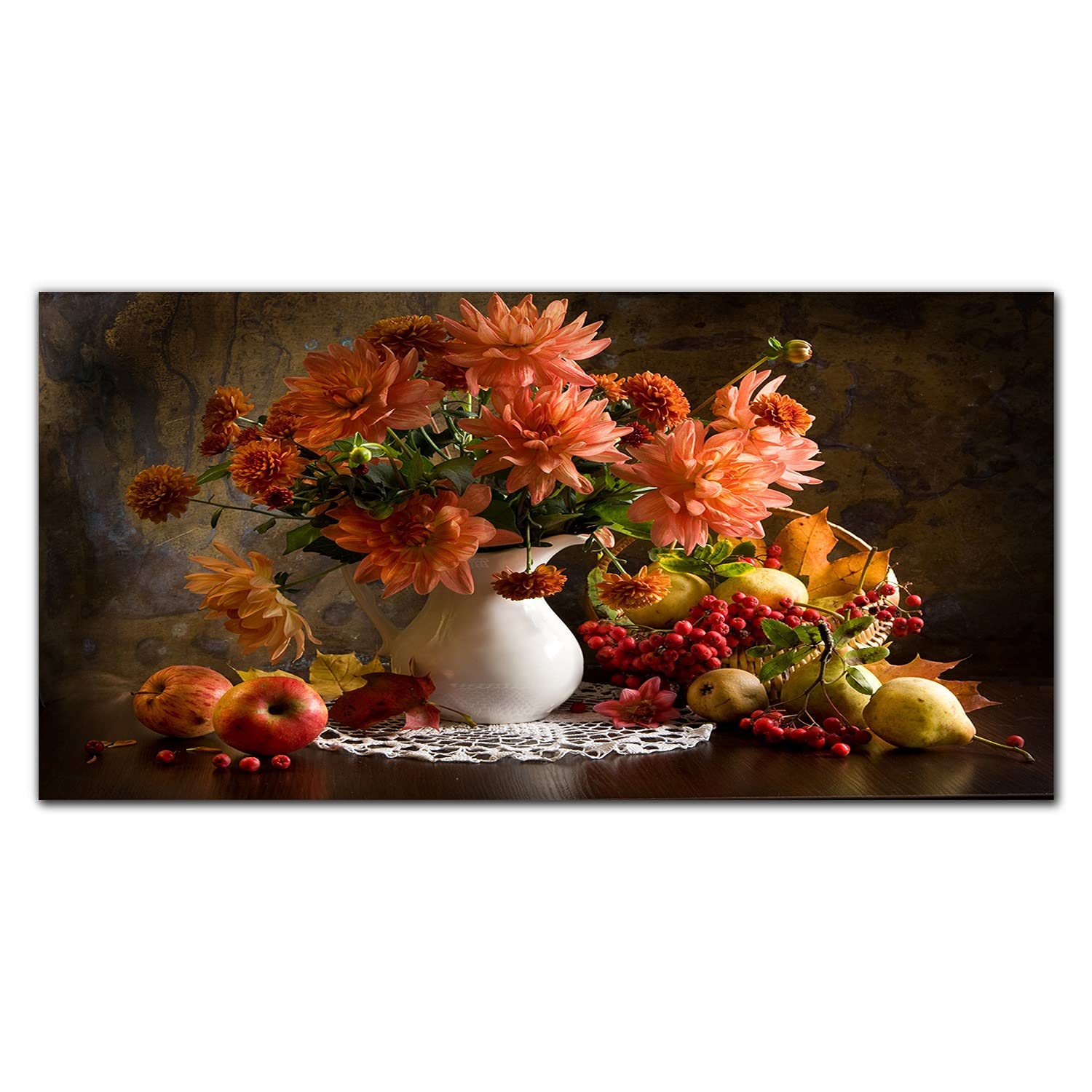 Décoration de cuisine murale grand format en verre trempé motif nature morte colorée