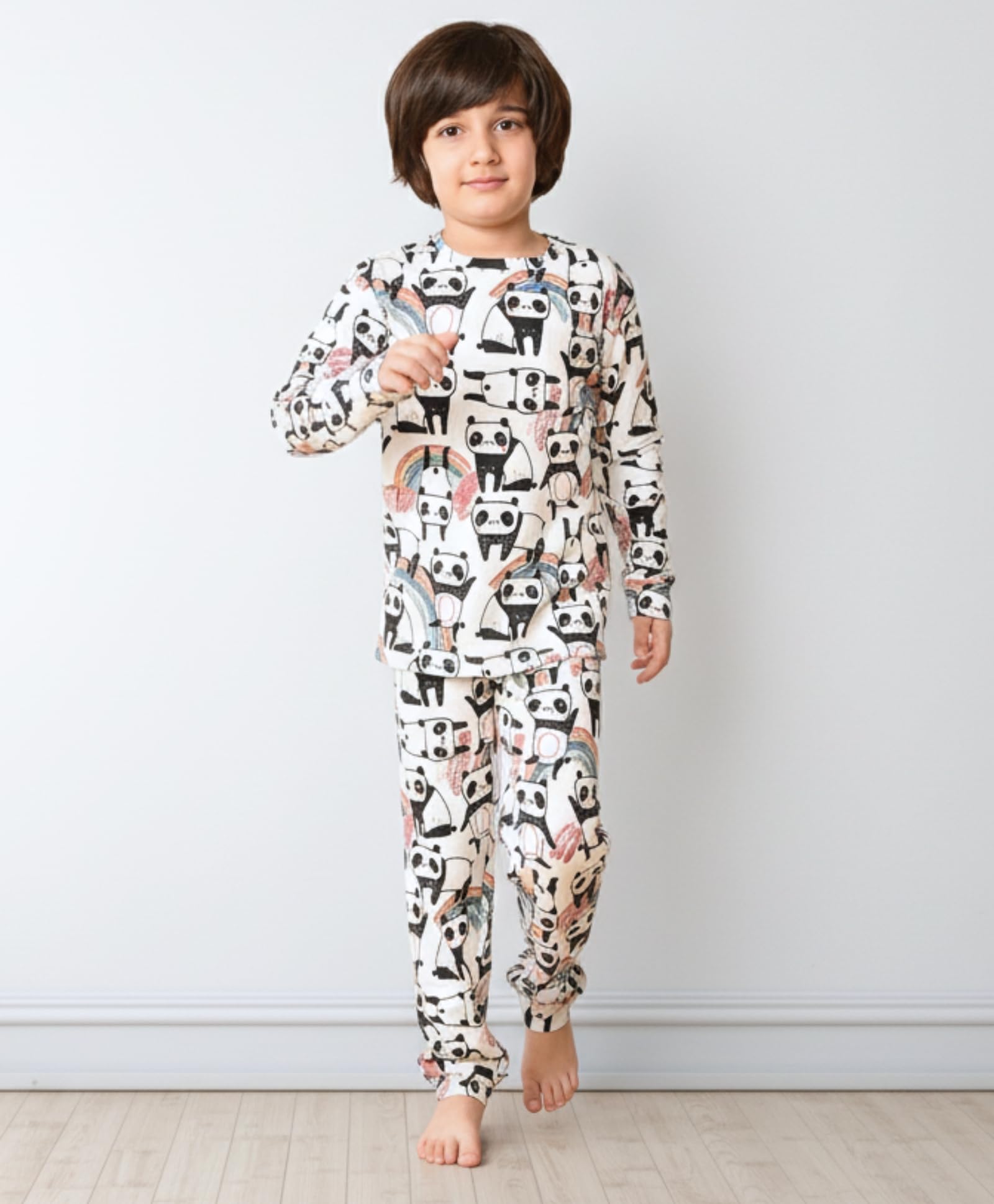 ANTHRILO Cotton Panda Long Sleeves Boys Pyjama Set - White, 9-10 Years - Image 2 thumbnail