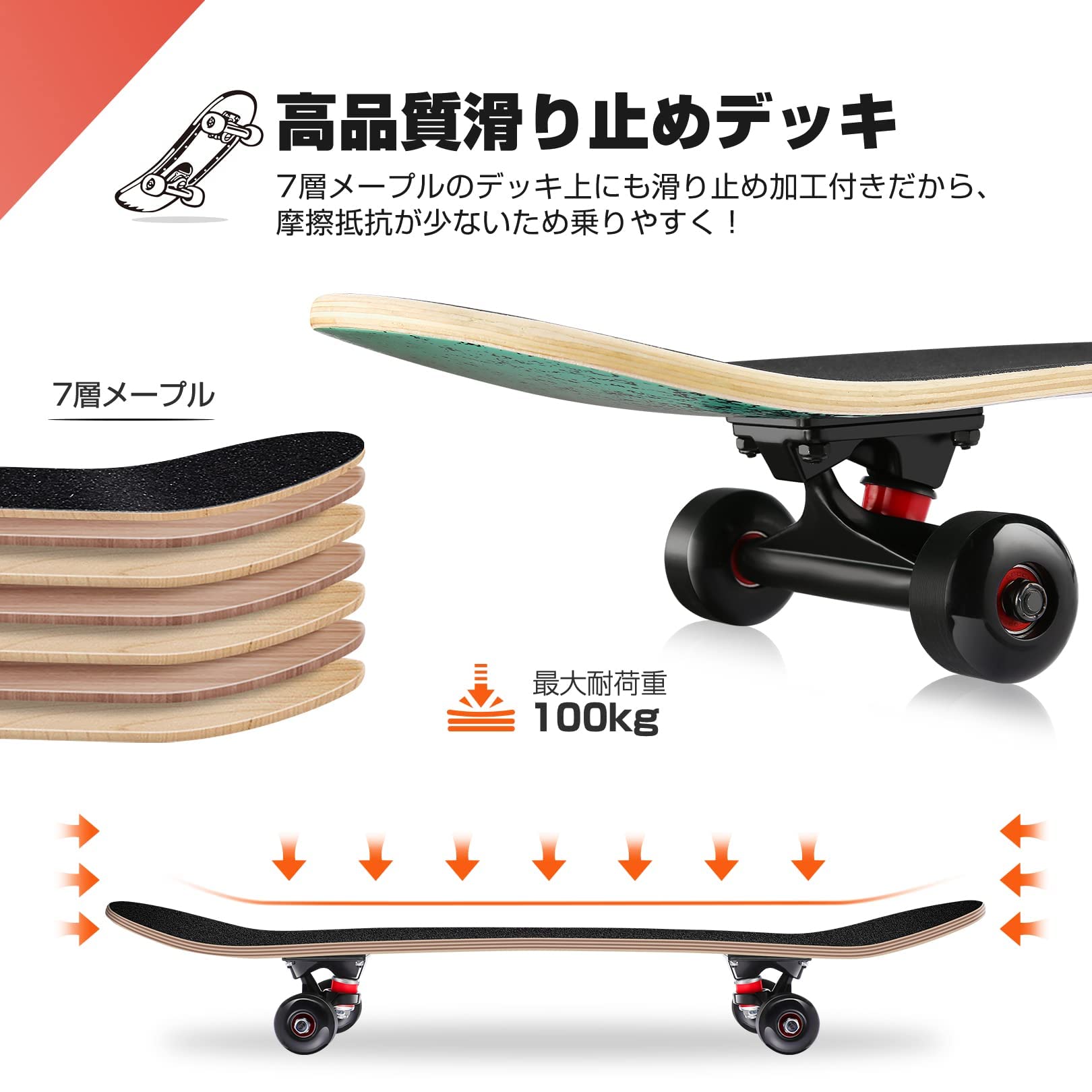 Amazon.co.jp: OUTCAMER: スケートボード 31インチ